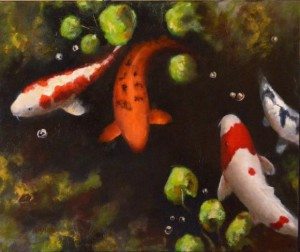 "The Keeper's Koi" by Patty Lovell. Lovell's work will be displayed along with that of Ilene Phelan and Kim Ross at the Polk State Winter Haven Fine Arts Gallery through Dec. 7.