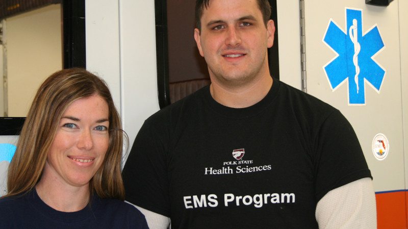 Polk State EMS students Lisa Barnes and Derek McBrayer helped revive a patient at Lakeland Regional Medical Center.