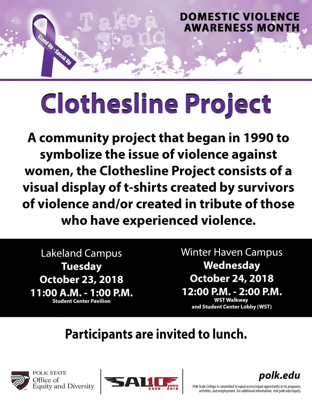 Domestic Violence Awareness Month presents Clothesline Project Polk
