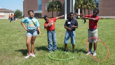 Students from Sandhill Elementary recently visited Polk State Lakeland as part of the Student Activities and Leadership Office's Kids on Campus program.