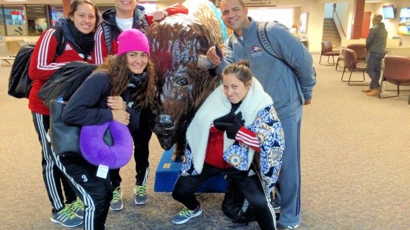 The Polk State College volleyball team arrived in Casper, Wyo., on Tuesday, to compete for the national championship.