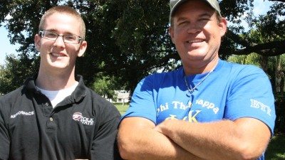 Polk State Aerospace students Tanner Atkinson (L) and Robert Gerber are the first to earn their licenses as private pilots.