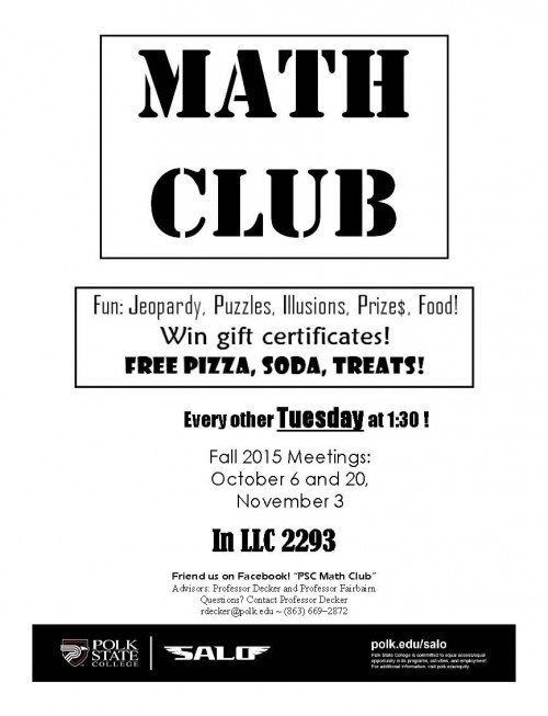 Math Club Flyer Fall 2015