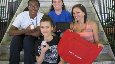 Winners of Polk State Lake Wales' scavenger hunt included, from left, Nikela Sullivan, Abigail Granados, Caroline Ullman, and Victoria Granados. Not pictured is Richard Campagna.