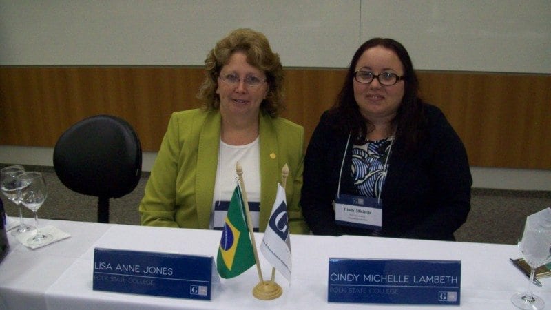 Polk State students Lisa Jones and Cindy Lambeth presented six months' worth of research on business opportunities in Polk County to the G100, an organization of Brazilian CEOs