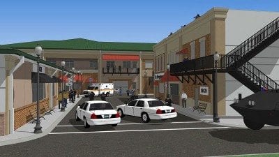 This full-scale street scene is part of the immersive training area at the Polk State Center For Public Safety, which will open Jan. 8, 2016.