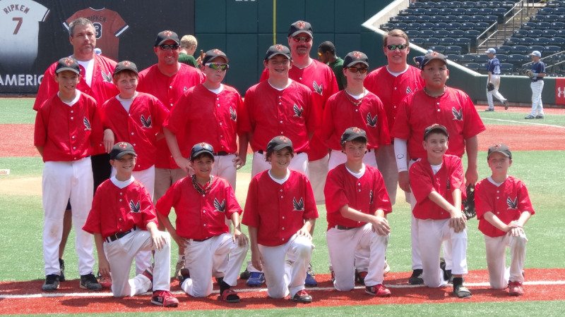 The South Lakeland War Eagles competed in the Cal Ripken Experience. Bottom row from left, Ethan Higgins, Christopher Gill, Dakota Peters, Tommy Esterline, Shawn Griffin and Wesley Day; middle row from left, Christopher Cabrera, Jake Weathers, Zach French, Ben Jenkins, William Shepp and Rafael Martinez; back row from left, coaches Dan Esterline, Bryan French, Mike Weathers and Dave Shepp.