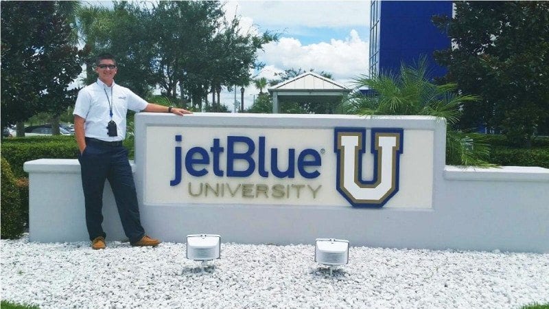 Polk State Aerospace student Phillip Herrington has been studying at JetBlue University this summer. He is one of only 27 students selected from more than 2,000 applicants for the airline's internship program.