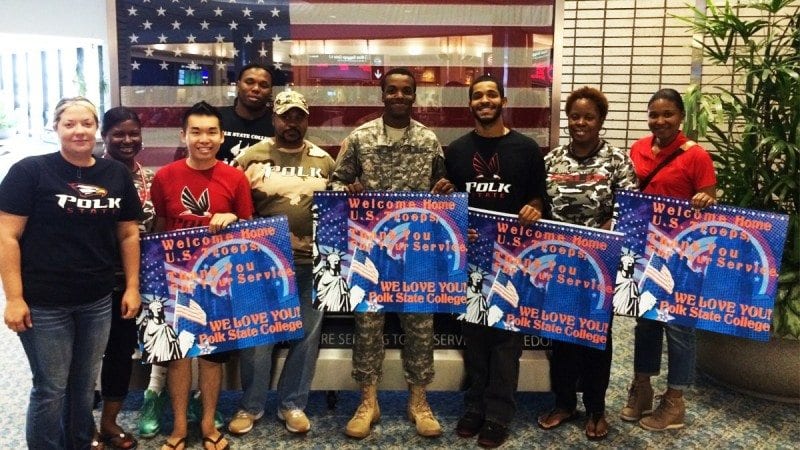 Members of Polk State Lakeland's Black Student Union spent Memorial Day welcoming service members at Tampa International Airport.