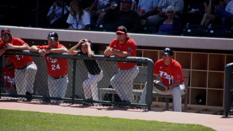 The Eagles dugout reacts to the game against Jefferson College, which ended with a 5-9 defeat.