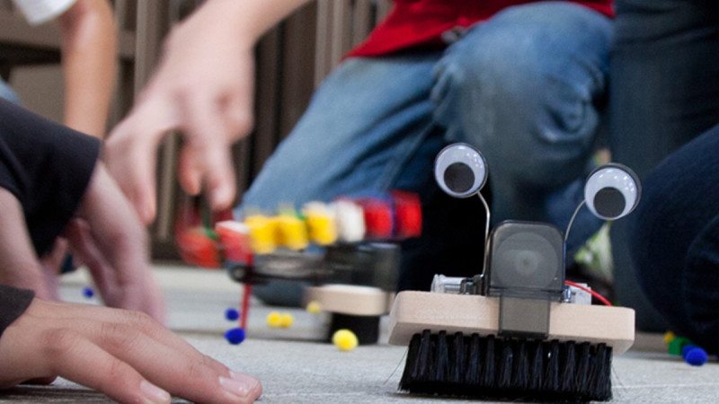 A group of Denison Middle School students recently visited Polk State Winter Haven for a day of learning about the human body and robotics. Activities included working as groups to build small robots like this one.