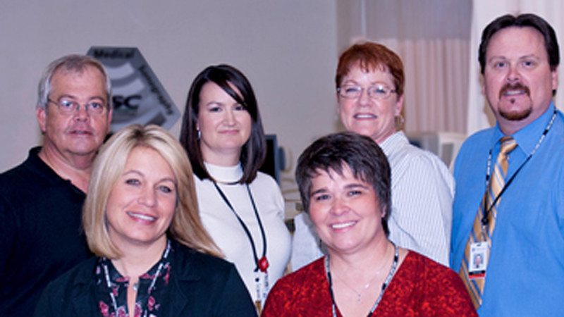 All three of Polk State's imaging programs are led by alumni of the College, and the clinical education coordinators for all three programs are either alumni of the College or are currently attending. Back row from left, Bill Luckett, Jaime Selph, Joanne Buchanan and Kevin Ferrier. Front row from left, Merrybeth Etherton and Beth Luckett.