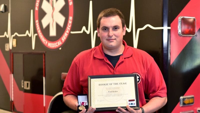 Polk State alumnus Earl Kulpa recently received the Rookie of the Year Award from Manatee County Emergency Medical Services.