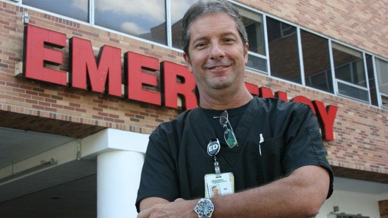 Two-time Polk State alumnus Greg Baisden is now a nursing supervisor at Lakeland Regional Medical Center.