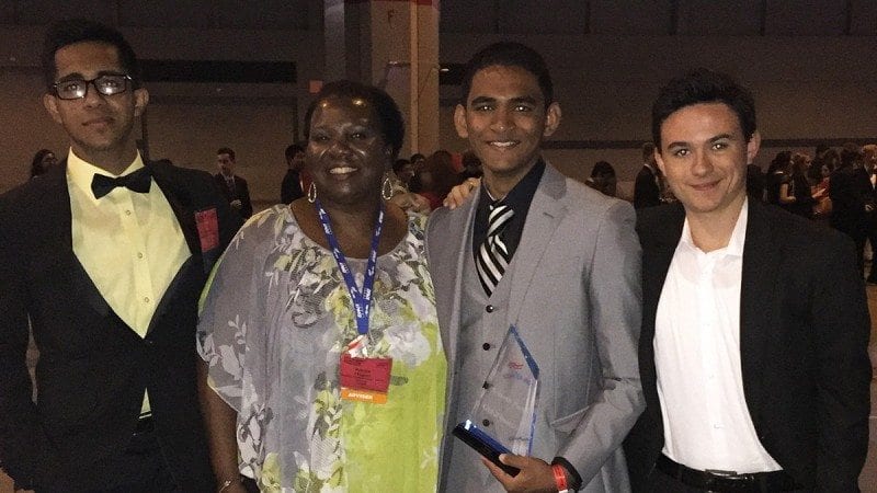 Polk State Lakeland Collegiate High School recently competed at the FBLA National Leadership Conference. From left, student Glen Abraham, advisor Patrice Thigpen, students Allen Oommen and Wade Weston.