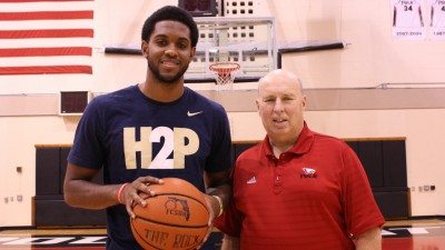 University of PIttsburgh recruit Sheldon Jeter (L) credits Polk State and basketball head coach Matt Furjanic with helping him rediscover his love for the game.