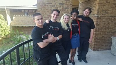 Members of the Polk State Speech and Debate Team include, from left, Hank Campbell, David Gregorat, Emili Woodhouse, Miracle Murff, and Toby Pelland.