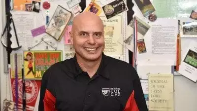 Peter Preston in his office at Polk State Chain of Lakes Collegiate High School.